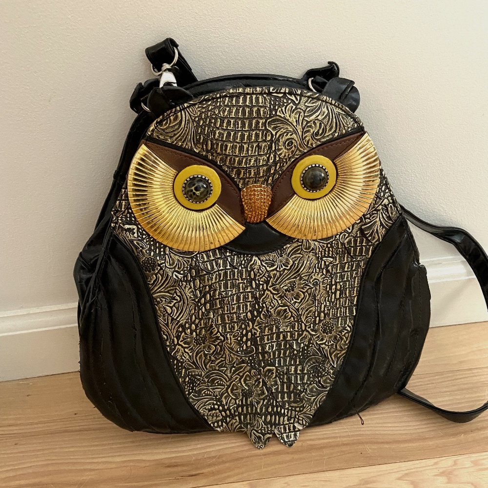 Faux Leather Owl Backpack